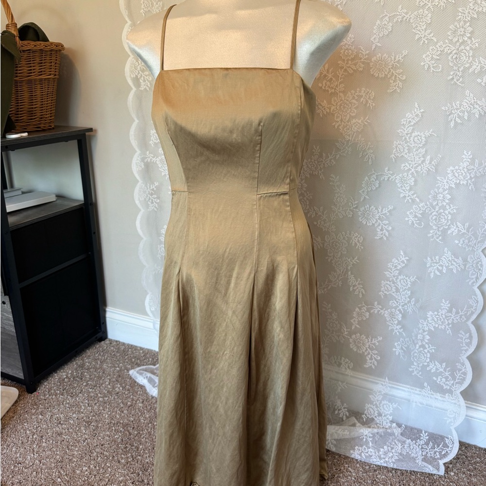 Banana Republic Satin Pleated Midi Dress